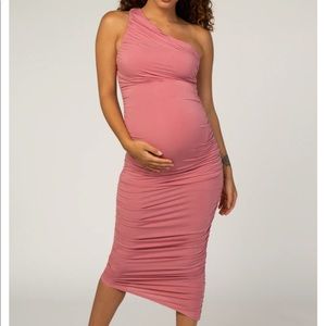 PinkBlush Mauve Ruched One Shoulder Maternity Dress medium